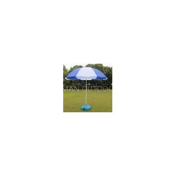 Compact Blue And White Beach Umbrella wind resistant with Metal Cross Base 48 x 8k