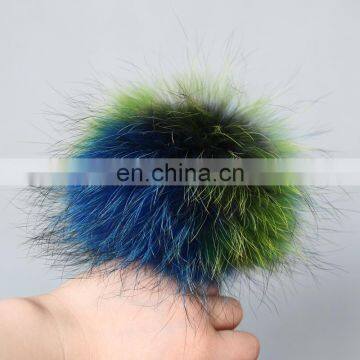 Top quality hand made raccoon fur bobble pom pom with elastic