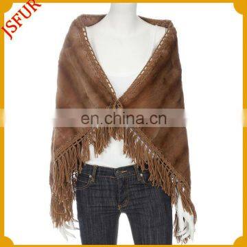 Latest pattern ladies top rex rabbit fur natural fashion shawl