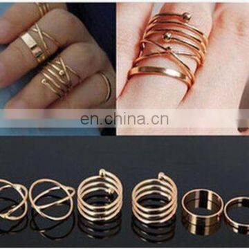 Punk Gold Silver Stack Above Knuckle Ring Band Midi Finger Rings Set 6PCS/Set