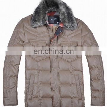 Latest New Mens Winter Fur Collar Thick Padded Down Jacket Leather