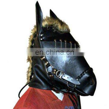 HMB-566A LEATHER COSTUME MASK HALLOWEEN HOODS HORSE STYLE