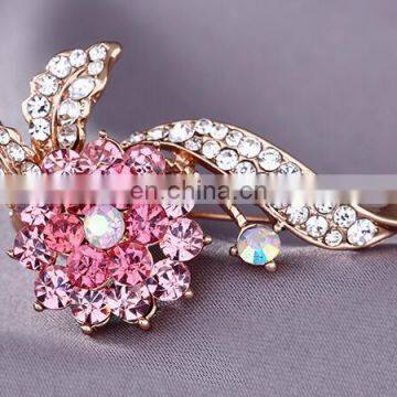 Rhinestone Crystal flower brooch pin,romantic rose brooches magnetic Diamond brooches