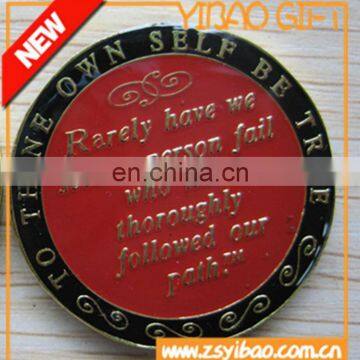 Wholesale metal epoxy soft enamel coin with gold plating