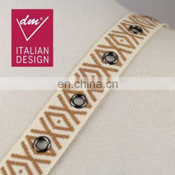 Fashionable jacquard ethnic ribbon trim with metal eyelet