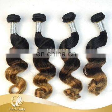 China Factory Cheap Peruvian Loose Wave Hair 3 tone color ombre hair 1b# & 4# & 27# tangle free crochet braids with human hair