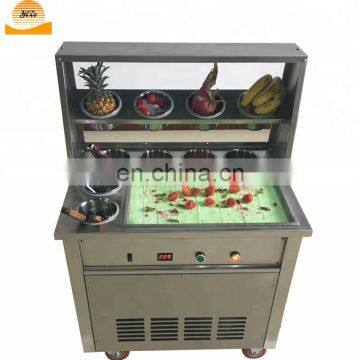 Single square pan fried ice cream rolls machine with 8 cooling tanks