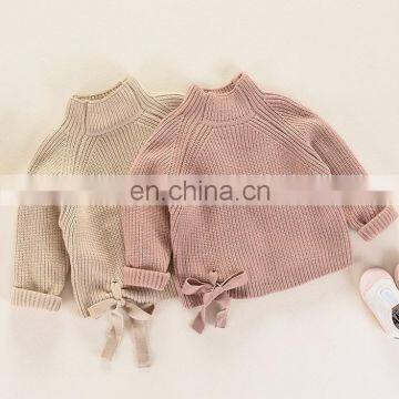 Solid color girls spring autumn clothes knit cotton pullover sweater for kids