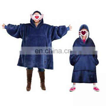 Custom Giant Pocket Design Oversized Sherpa Sweatshirt Wearable Huggle Blankets Hoodie Robe Hooded Blanket for Adults photo-5