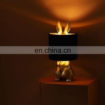Wholesale High Quality Unique Design Rabbit Animal Shape Polyresin Desk Light Saving Energy Home Decor Resin Table Lamps photo-6