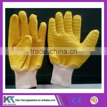 High quality double-faced yellow rubber protective safety working gloves manufacturer price (V054)