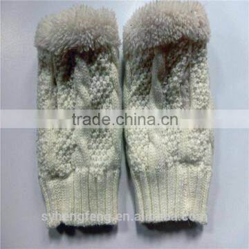 2015 fingerless warm women gloves with fur