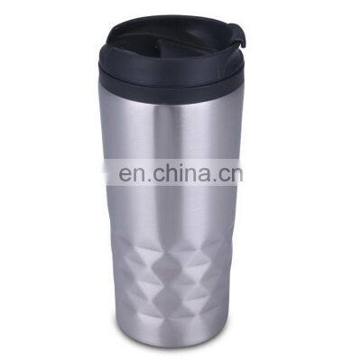 Wholesale plastic inner and stainless steel outer custom drinking tumbler coffee mug with lid