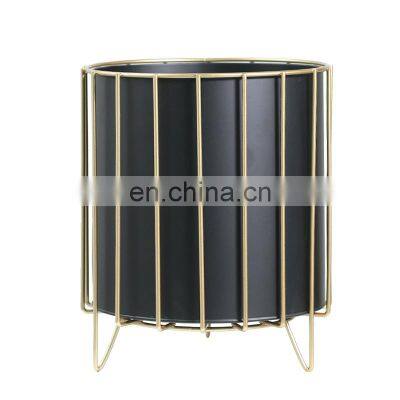 In Home Decorative Custom Modern Metal Gold Black Corner Plant Flower Stand Iron Pot