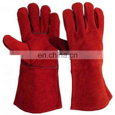 Red Safety Cow Welding Protective Leather Working Gloves