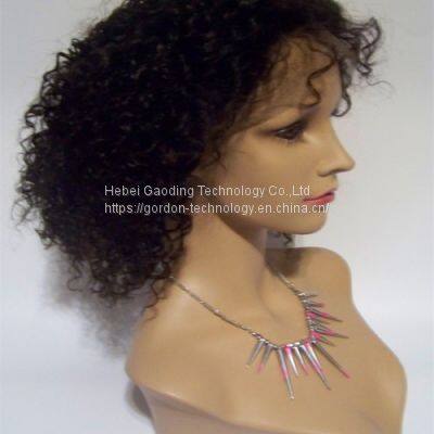 10 Inches Natrual Color 1B Deep Curly Human Hair Wig With Factory Price