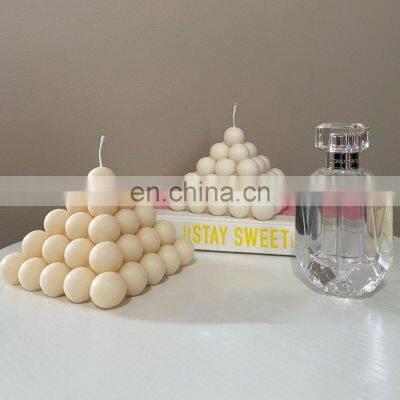 Customized box faded gradient color wedding candle centerpiece private label luxury  pyramid soy wax bubble candle