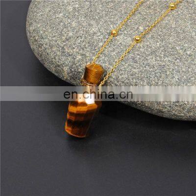Natural Jade Natural Amethyst Perfume Essential Oil Bottles Rose Quartz Crystal Perfume Bottle Pendant Necklace photo-4