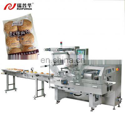 Automatic Feeding, Grouping and Flow Wrapping of BUN Bread Hamburger Packing Line