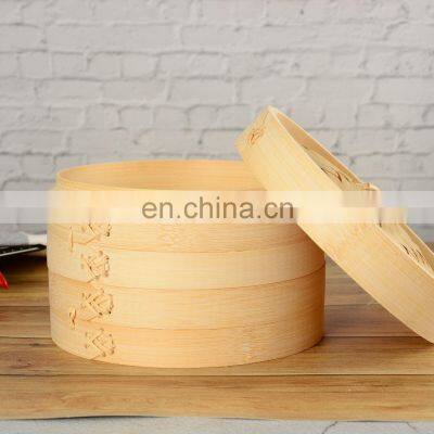 New Arrival 2 Tier 8 Inch 12 Inch Bamboo Steamer Basket Dumpling Vegetable Steamer Multilayer Cooking Steamer Basket photo-4