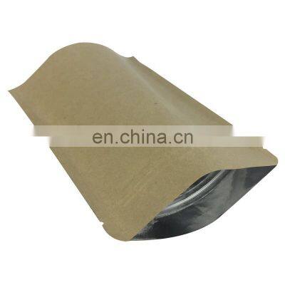 Plain Foil Lined Zipper Stand up Pouch Food Grade Kraft Paper Bag With Valve photo-4