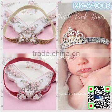 2015 fashion hair accessories Pearl crown Children's hair band baby Princess Baby Newborn Crown Hairband MY-AA0003