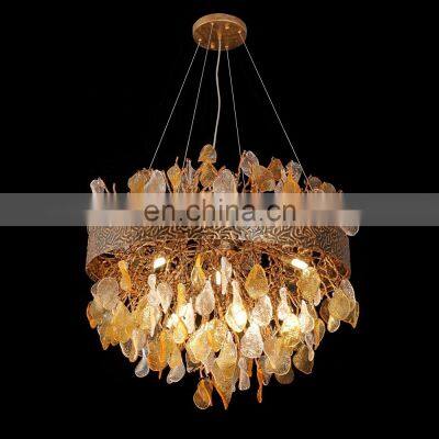 Creative Living Room Chandelier Modern Copper Branch Dining Room Glass Chandelier