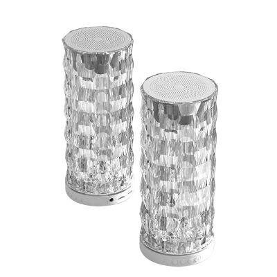 Transparent Rechargeable Colorful Led Light Wireless Speakers Home Decoration Crystal Lamp BT Stereo Speaker