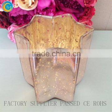 Copper Gold Peach Mercury Star Shaped Lead Crystal Glass Votive Candle Holders wedding party deco                        
                                                Quality Choice