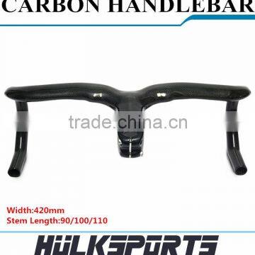 Factory Directly Supplier Carbon Road Handlebar 3K Glossy Finishing 420 mm * 90/100/110 Road Handlebar 700C Road Handle Bar