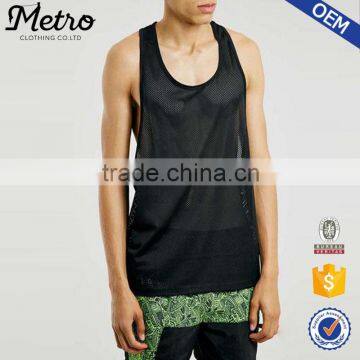 2015 OEM Manufacturer Custom Cheap Black Mesh Gym Tank Top, Dri Fit Tank Top