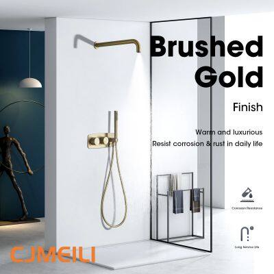 Brass 2-Function Shower Faucet Set, Gunmetal Gray Shower System with Rain Shower Head & Handheld Spray, Wall-Mounted Bathroom Shower Mixer Tap