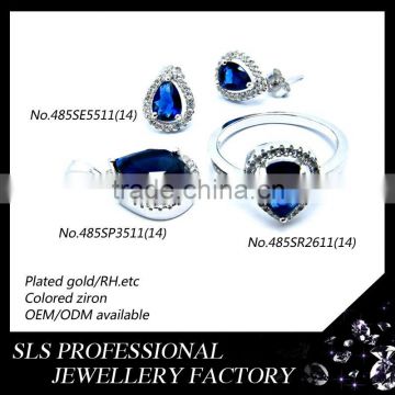 Latest-styles jewelry 925 silver jewelry handmade african blue sapphire jewelry sets