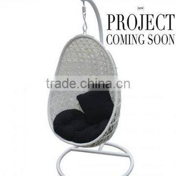 WHITE RATTAN HANGING CHAIR W90 X D90 X H192CM