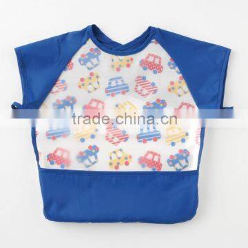 Japanese wholesale high quality new baby products useful short sleeve apron for meal with pocket waterproof EVA film