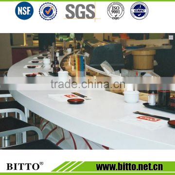 White bend solid surface table top countertop for restaurant