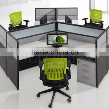 Simple Design Office Table 120 Degree 3-Seats Workstation(SZ-WS126)