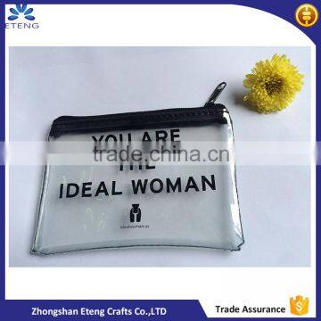 Promotion custom printed transparent stitching bag with black zipper                        
                                                Quality Choice