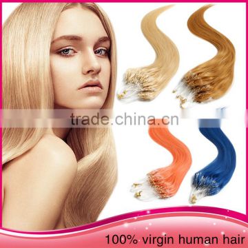 Alibaba Wholesale Unprocessed Brazilian Virgin Human Hair Weaving 28"Long Straight Micro Ring Loop Hair Extension