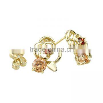 Fashion Cheap Wholesale Lady Jewelry Bee Gold CZ Stud Earrings