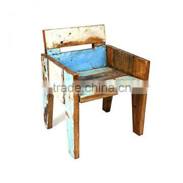 INDIA ANTIQUE RECYCLE WOODEN ARMREST DINING CHAIR