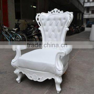 Noble white leather white wooden frame hotel arm chair XYN376