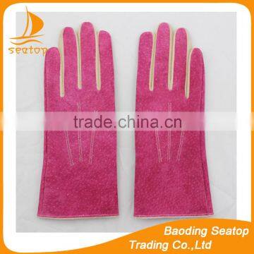 2016 pink suede leather glove for gilrs thin leather gloves