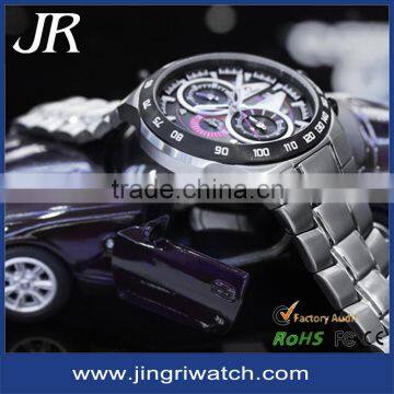 6 Hands Oli-pressed Dial Watches Quartz Stainless Steel Watch Water Resistant Stainless Steel 10atm Water Resistant Watches Men