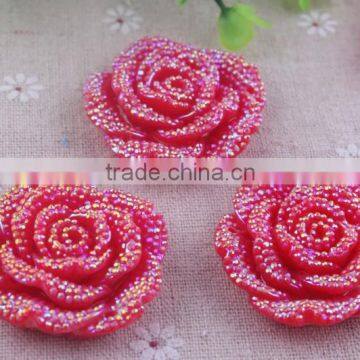 Christmas popular rhinestone resin flower pendant!resin large plastic flower beads with hole in bulk!