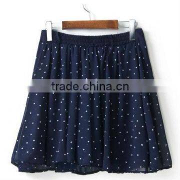 Ladies chiffon polka dot printed transparent skirts