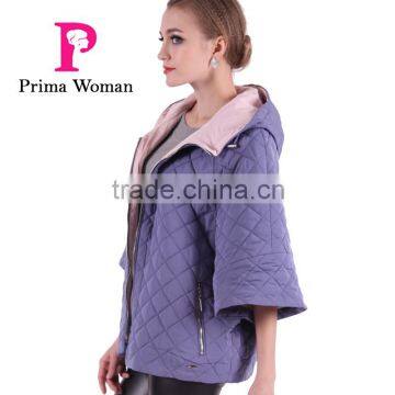 New Product 2016 Factory Price Polyester Cotton Fabric Spring Short Bat Coat Women With Hat photo-6