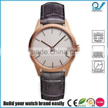 PVD Rosegold stainless steel case water resistant 5ATM leather sapphire lense luxury watch