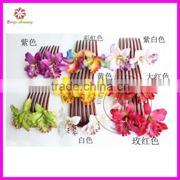 Orchid silk flower comb wholesale