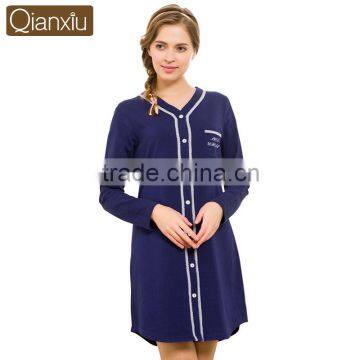 Qianxiu Top Quality Sknit Cotton Spring Nightgown